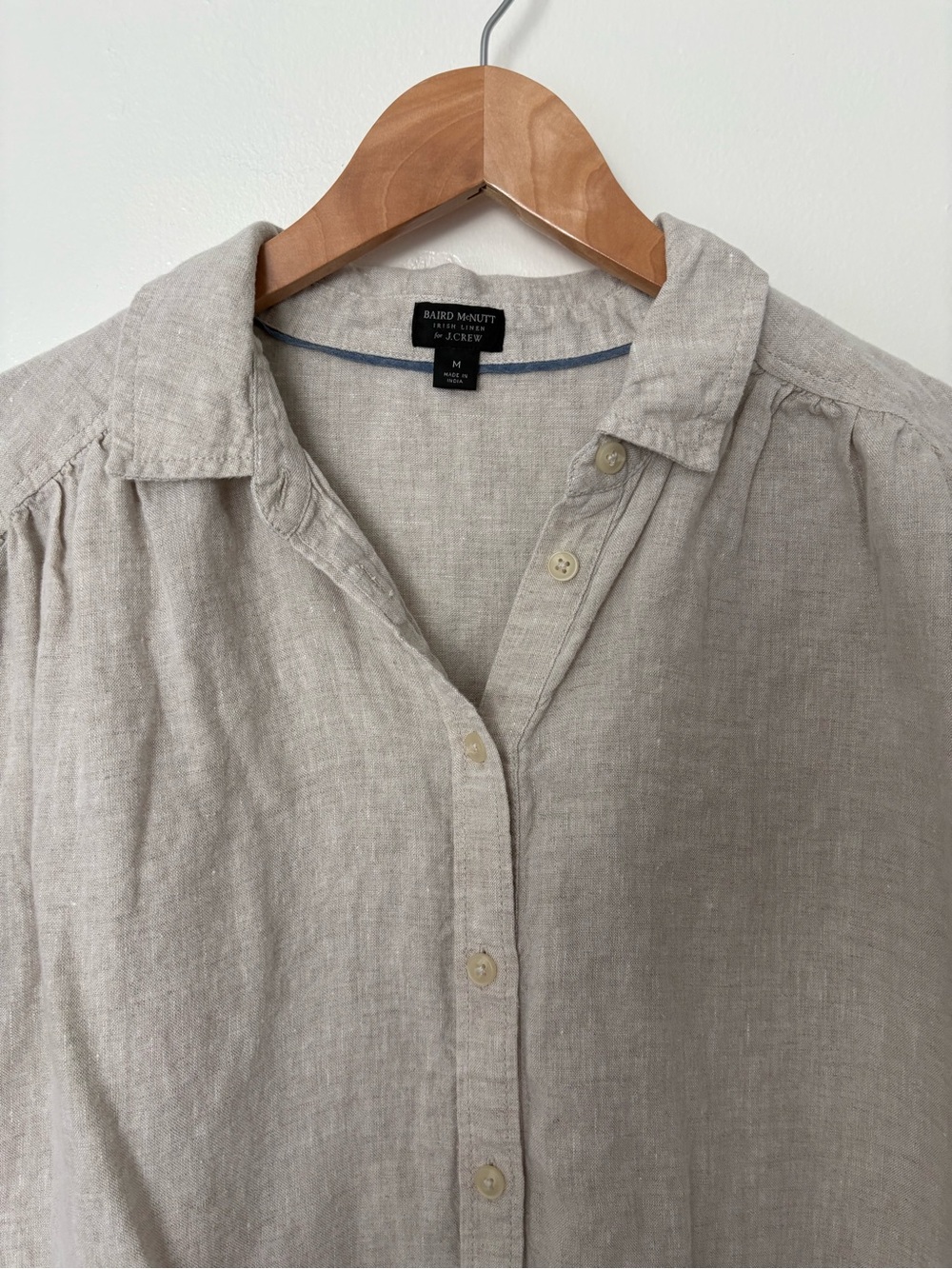 J.Crew Beige Linen Button-Down Shirt dress size medium - Picture 3 of 7